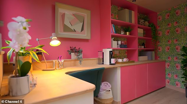 Luke incorporated a bold pink and green colour scheme to brighten up the space
