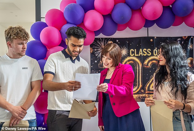 Mrs Phillipson visited Trafford College with students opening their A-level results