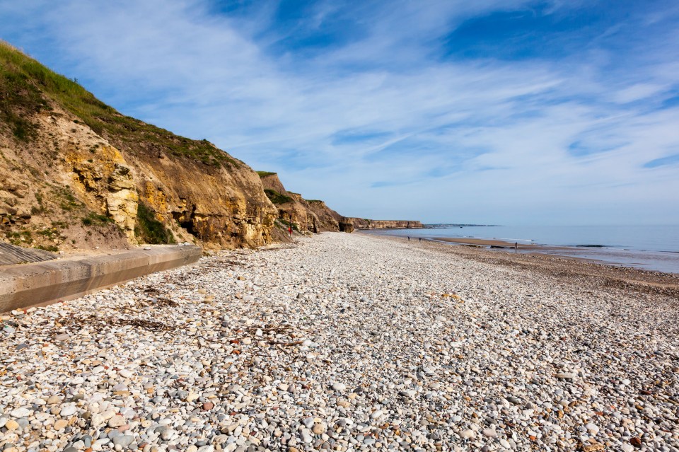 Pebble beach and cliffs on the Seaham coast.