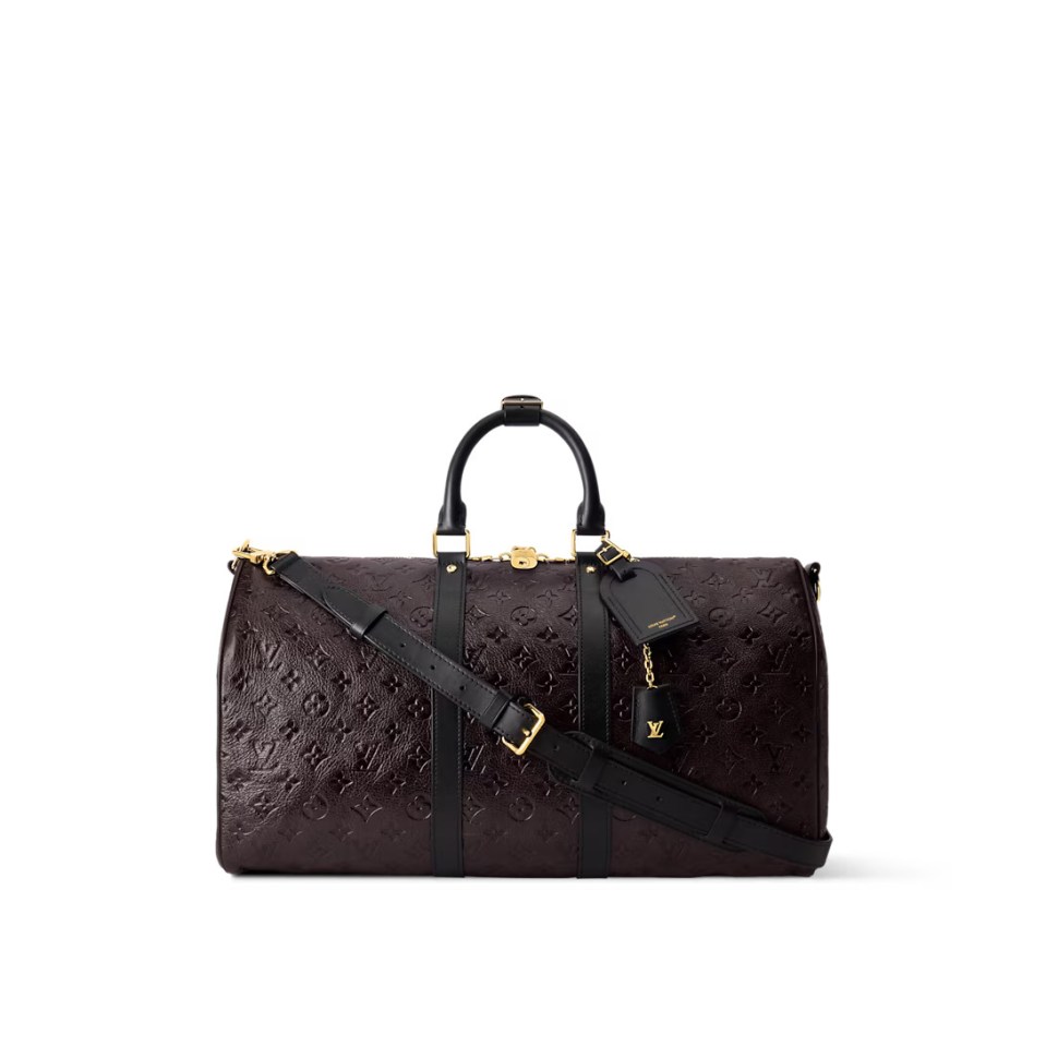 Dark brown Louis Vuitton Keepall Bandoulière handbag.