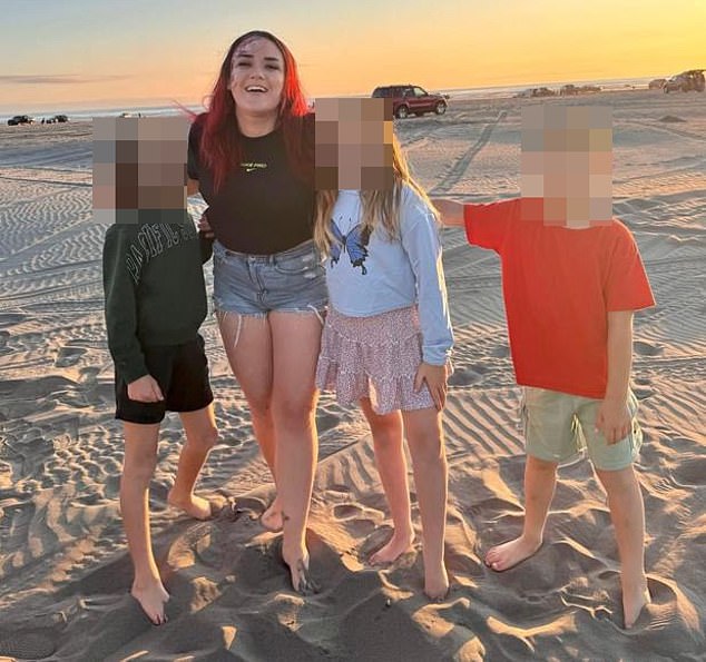 Ms Shaw and her son (pictured with Ms Shaw's other children) have been living in the US for over three years