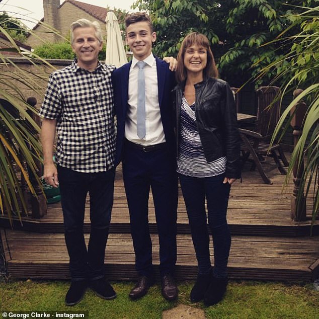 Pictured with mum and dad - George has lived an affluent life after his father worked his way up, co-producing Early Man and the two Shaun The Sheep movies