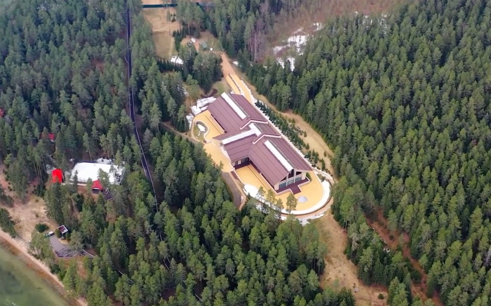 Aerial view of Vladimir Putin's lakeside estate in Valdai.