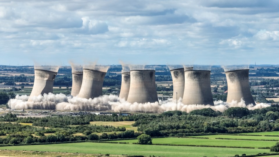 Demolition of eight cooling towers at Cottam Power Station.
