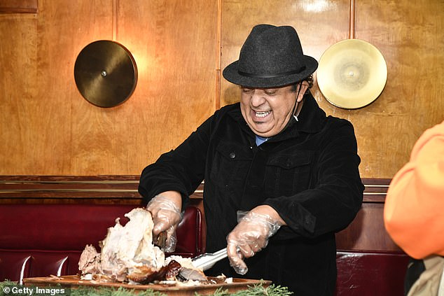 According to Los Angeles County Sheriff's Department records, Rodriguez was booked shortly after 10 p.m. on Monday and released after 6 a.m. on Tuesday morning with a citation; pictured at the Laugh Factory's free Thanksgiving dinner in 2021 in West Hollywood