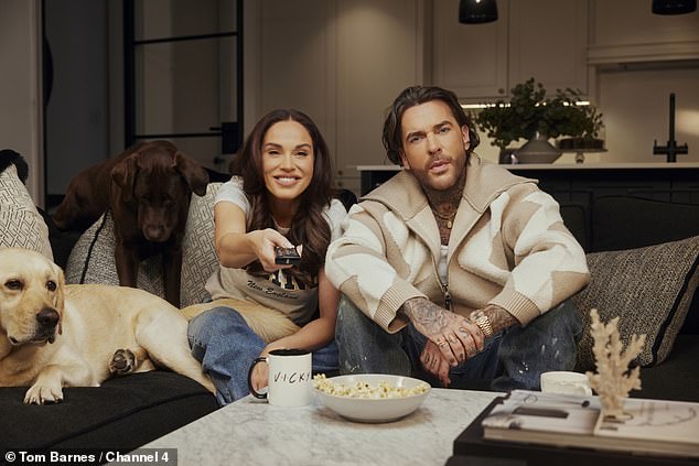 Vicky eventually lifted the block on Sam in 2022 and later appeared on Sam and Pete's podcast, Staying Relevant; pictured Vicky and Pete on Gogglebox
