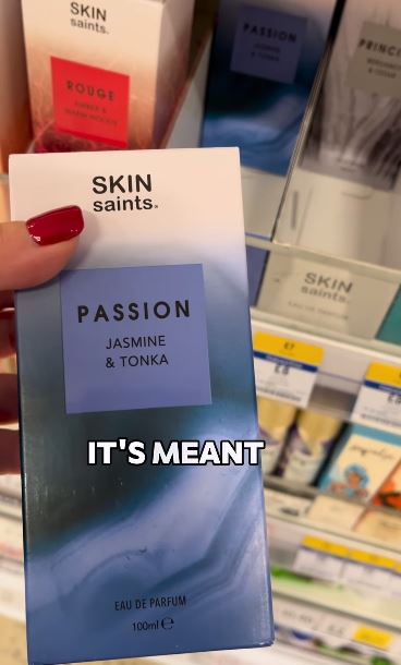 Skin Saints Passion Jasmine & Tonka perfume box in Tesco.