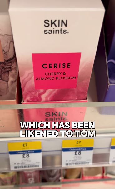 Skin Saints Cerise perfume box in Tesco, compared to Tom Ford.