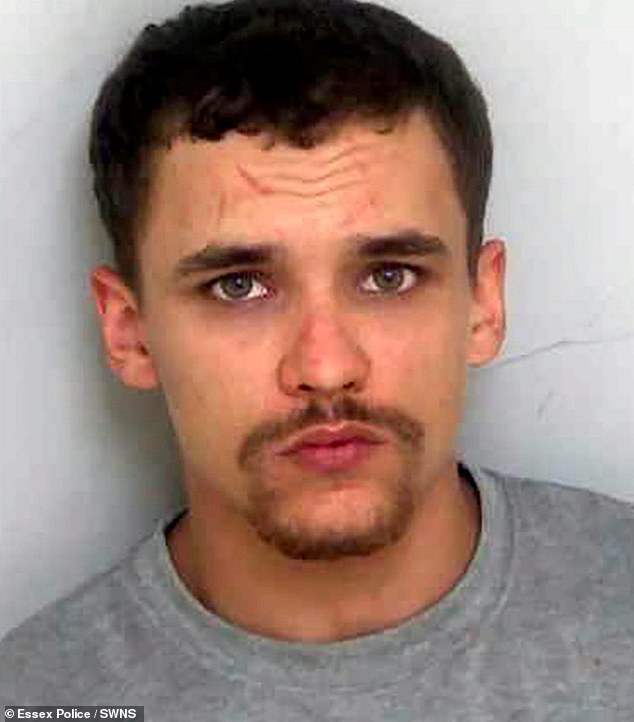 Hursham (pictured) was one of three people who earlier led officers on a high-speed chase after attacking a man in his 20s hours earlier just after midnight on July 1, 2020. Hursham made off over residents' fences and through their gardens before trying to hide inside a hot tub