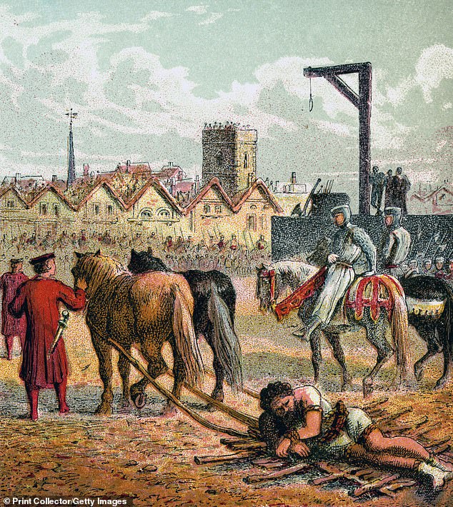 A depiction of the moments leading up to Wallace's execution at Smithfield in London