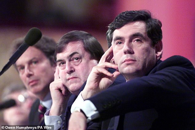 Right to left, Gordon Brown, former chancellor, John Prescott, former deputy, and Tony Blair, former PM at the Labour Party conference in 1998