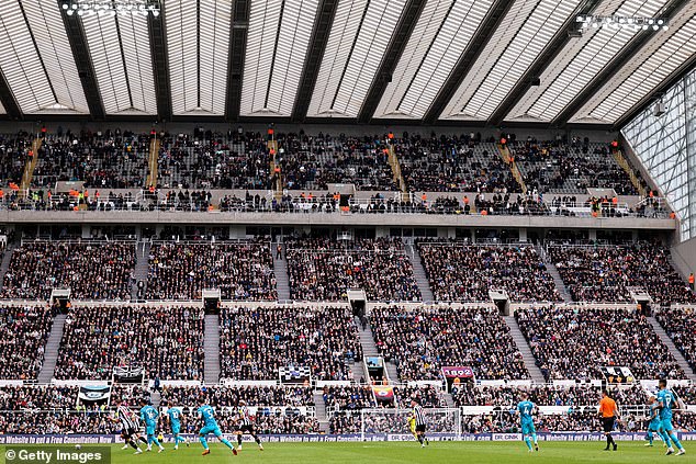 Away fans are housed right up in the top tier at St James' Park