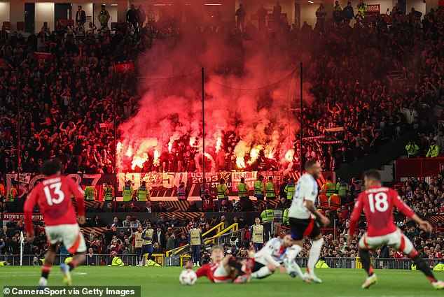 Lyon fans make their presence known during the Europa League tie in April