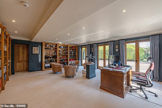 The huge office in the 11,660 square foot main house