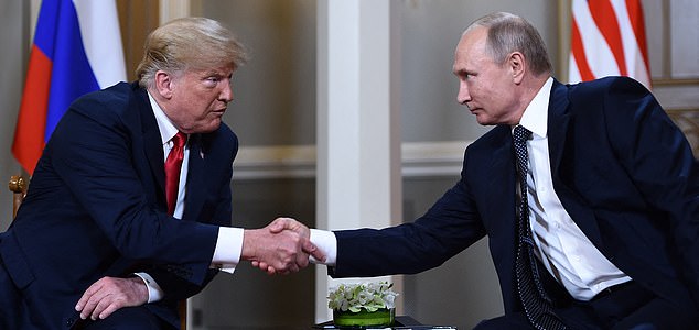 (FILES) Russian President Vladimir Putin (R) and US President Donald Trump shake hands before a meeting in Helsinki on July 16, 2018. US President Donald Trump said on August 8, 2025 he would meet with Russian counterpart Vladimir Putin on August 15 in Alaska, as the Republican billionaire hopes to help mediate an end to the war in Ukraine. (Photo by Brendan Smialowski / AFP) (Photo by BRENDAN SMIALOWSKI/AFP via Getty Images)