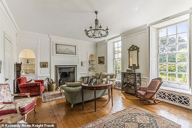 The ornate living room at Luckington Court, which could be yours if you have nearly £4million to spare
