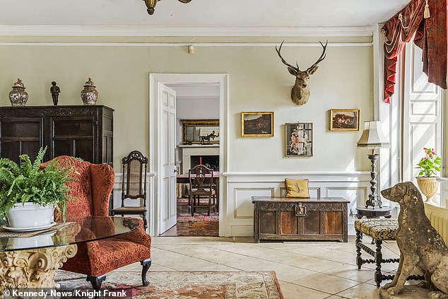 The splendid interior is currently full of classical furnishings
