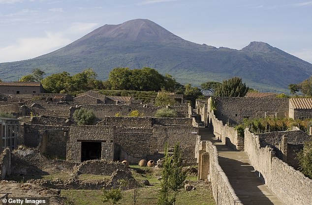 Pompeii was buried by the eruption of Mount Vesuvius in AD 79