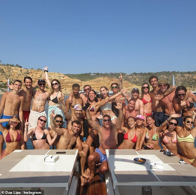 Dua was joined by a massive group made up of friends and family for the Spanish trip ahead of her milestone 30th birthday this month