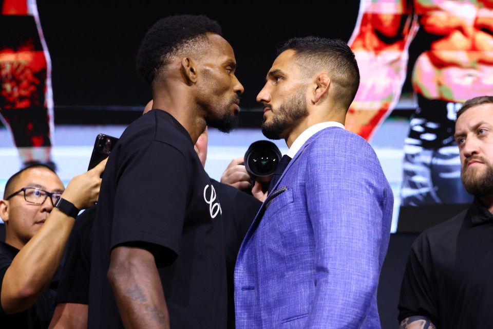 Lerone Murphy and Aaron Pico facing off at a UFC press conference.