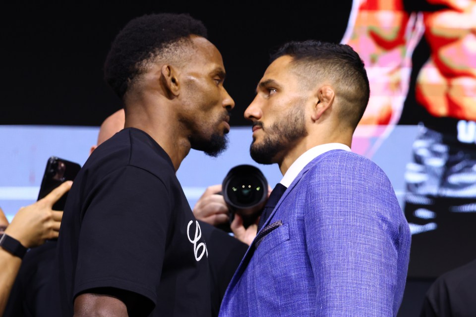 Lerone Murphy and Aaron Pico facing off at a press conference.