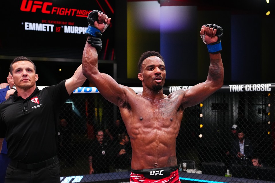 Lerone Murphy celebrating a UFC victory.