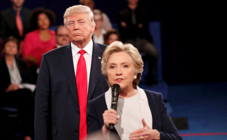 Donald Trump and Hillary Clinton at a presidential debate.