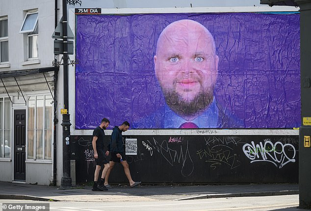 A poster depicting a viral meme of the Vice President was displayed on a billboard in Cheltenham, Gloucestershire