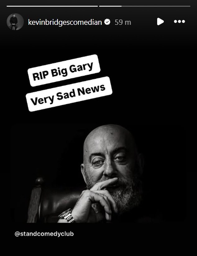 He wrote: 'RIP big Gary, very sad news'