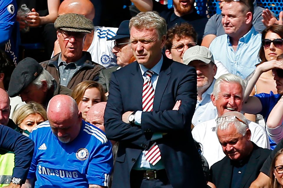 David Moyes, Sunderland's manager, watching a soccer match.