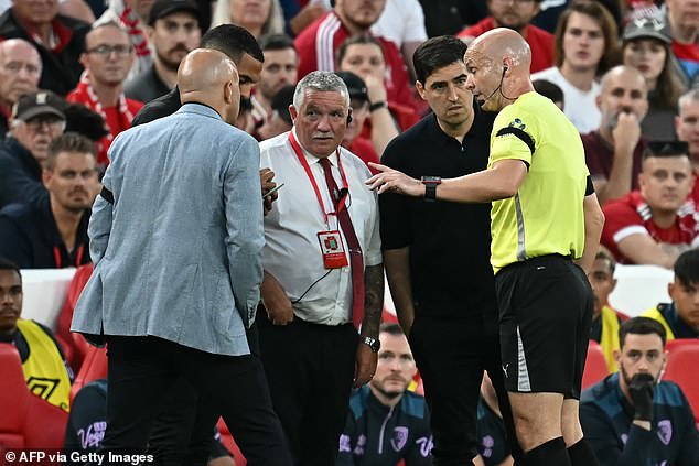 Play was temporarily paused while both teams' managers consulted referee Anthony Taylor