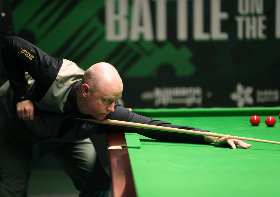 Chris Wakelin of England playing snooker.