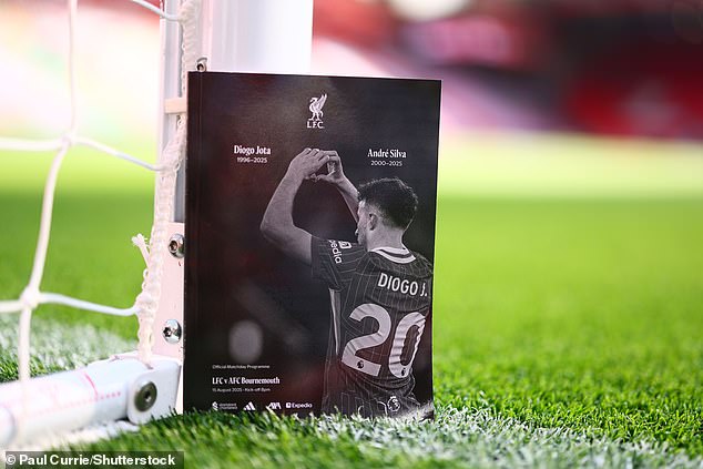 Liverpool paid tribute to the forward by dedicating the matchday programme cover to him