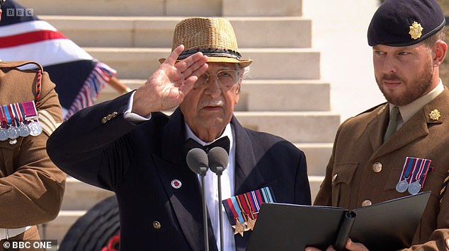 Captain Yavar Abbas (pictured) went 'briefly off-script' to salute 'my brave King' for attending despite ongoing cancer treatment