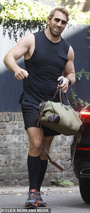 Both Chris [pictured] and George showed off their impressive guns as they rocked up to rehearsals