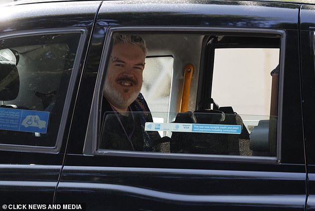 Kristian Nairn looked excited as he arrived in a taxi