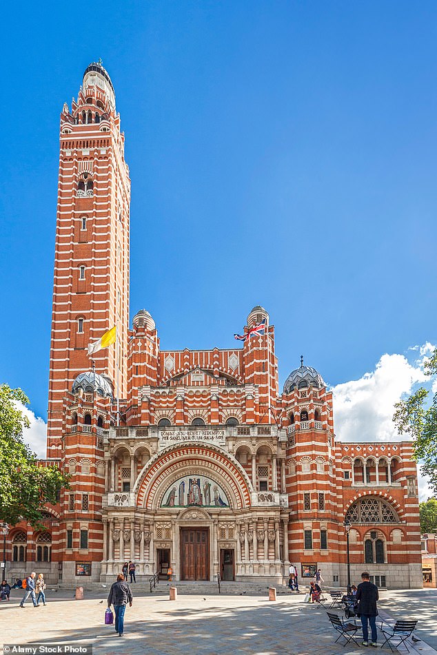 Westminster Cathedral (pictured) is located within 500 yards of five organisations that work to combat homelessness including Passage House, a shelter with 37 beds (stock photo)