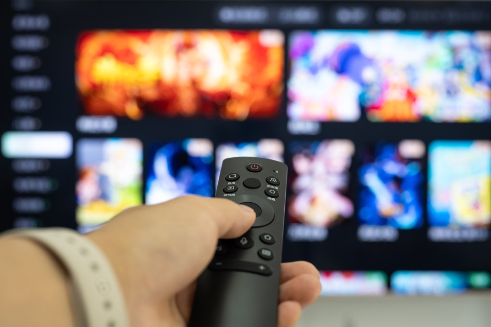 Person using a TV remote.