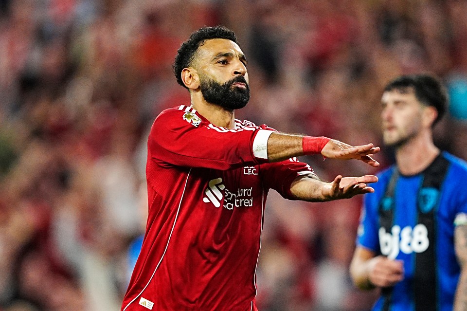 Mohamed Salah celebrating a goal.