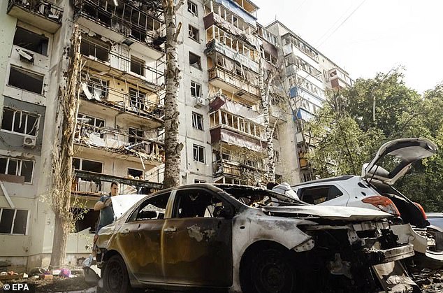 Days ago, Trump warned Putin 'there will be very severe consequences' if Russia does not agree to stop the war in Ukraine after their meeting (pictured: Ukraine on Friday)