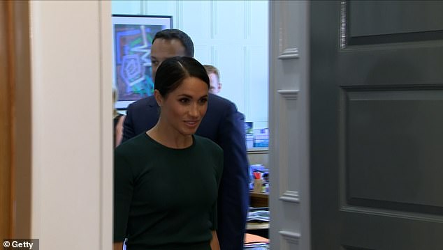 Body language expert Judi James told Daily Mail that Meghan moves into the lead role, steering Harry during the visit