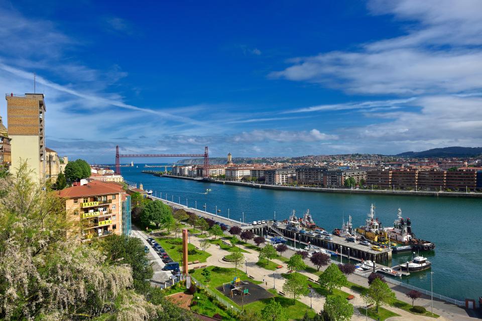 View of the Transporter Bridge in Portugalete, Spain.