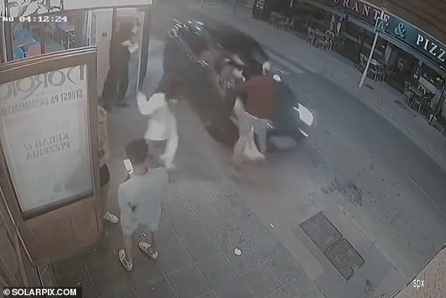 He had gotten into a row with another British man before leaving the scene and mounting a nearby pavement outside a nearby fast-food restaurant