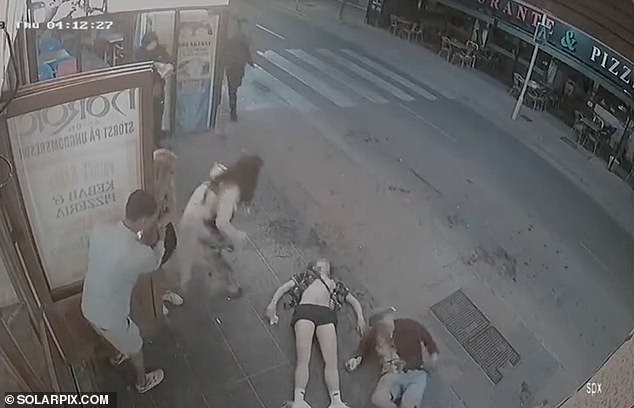 Horrifying footage shows the Polish woman lying unconscious on her back with her shirt open