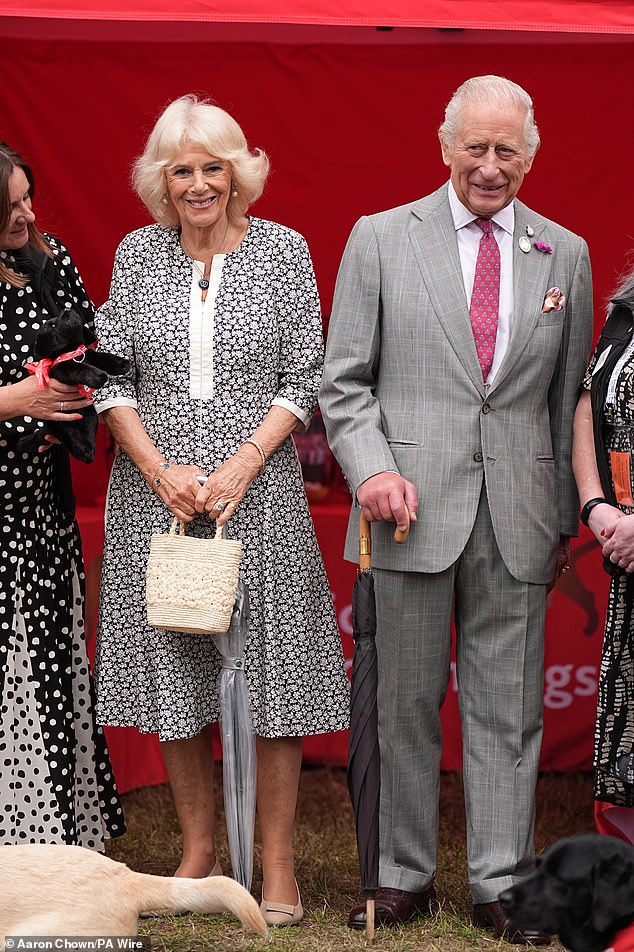 King Charles III and Queen Camilla during a visit to the Sandringham Flower Show in Norfolk on July 23, 2025