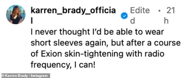 The Baroness also shared a photo of her recent skin-tightening procedure on her arms, however followers couldn't get over her head to toe transformation.