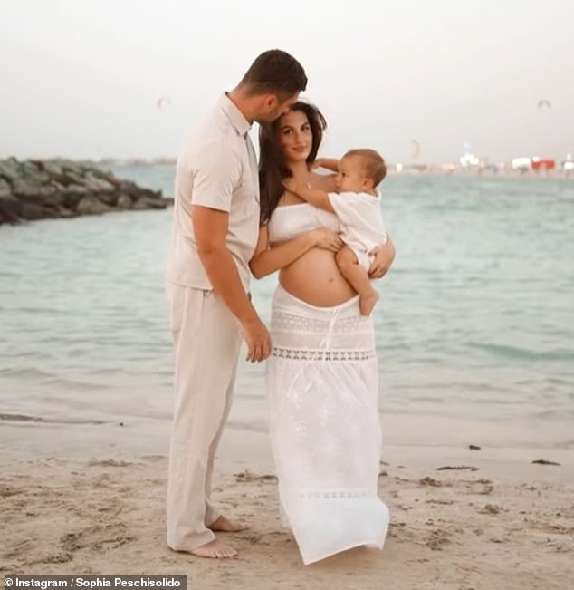 n April Karren 's daughter Sophia Peschisolido has revealed she's pregnant with her second child