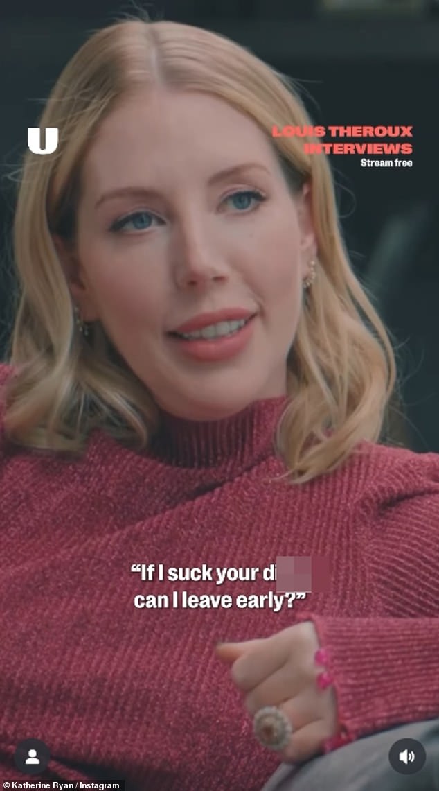 Earlier this week, Katherine hit back at critics who had something to say years after she admitted she once gave her boss oral sex so she could leave work early