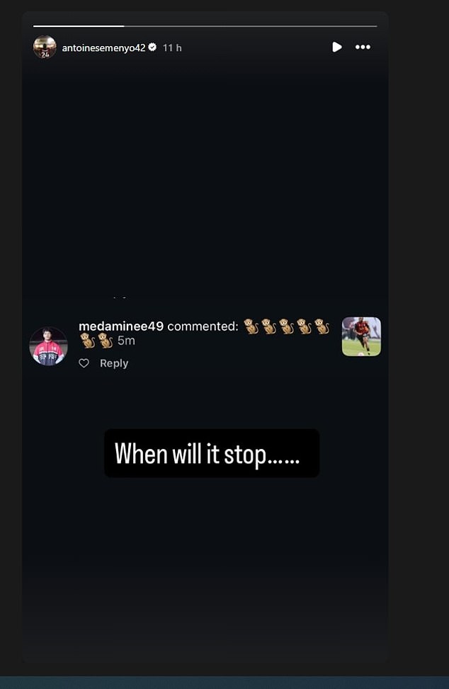 The Ghanaian forward was subjected to vile abuse on social media following the game