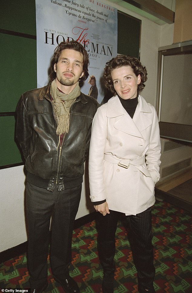 Olivier shot to fame in 1995 after he starred in The Horseman on the Roof, billed in his American promotional tour for that movie as 'the French Brad Pitt' (pictured on tour with Juliette Binoche)